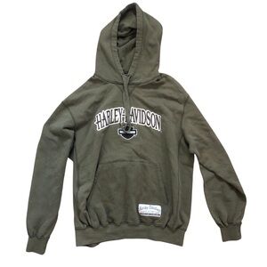 Harley Davidson Moto Sweatshirt Hoodie Size M Medium Olive Green ￼Frederick ￼MD